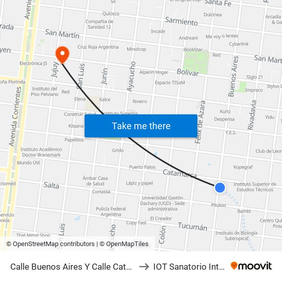 Calle Buenos Aires Y Calle Catamarca to IOT Sanatorio Integral map