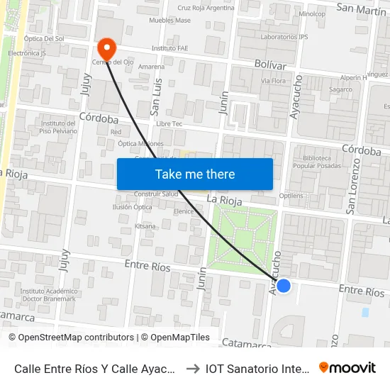Calle Entre Ríos Y Calle Ayacucho to IOT Sanatorio Integral map