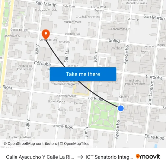 Calle Ayacucho Y Calle La Rioja to IOT Sanatorio Integral map