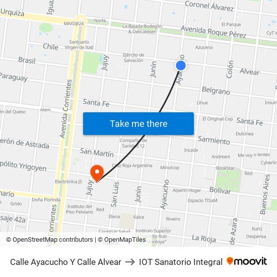 Calle Ayacucho Y Calle Alvear to IOT Sanatorio Integral map