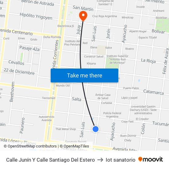 Calle Junín Y Calle Santiago Del Estero to Iot sanatorio map