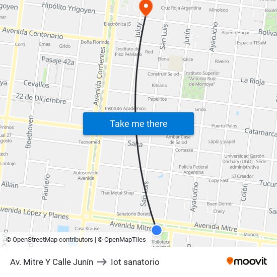 Av. Mitre Y Calle Junín to Iot sanatorio map