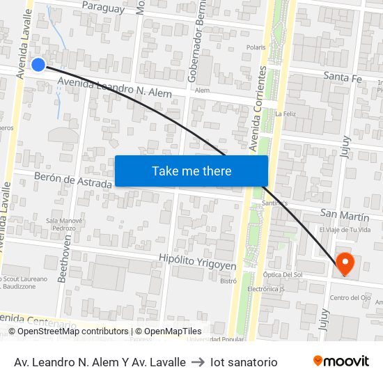 Av. Leandro N. Alem Y Av. Lavalle to Iot sanatorio map