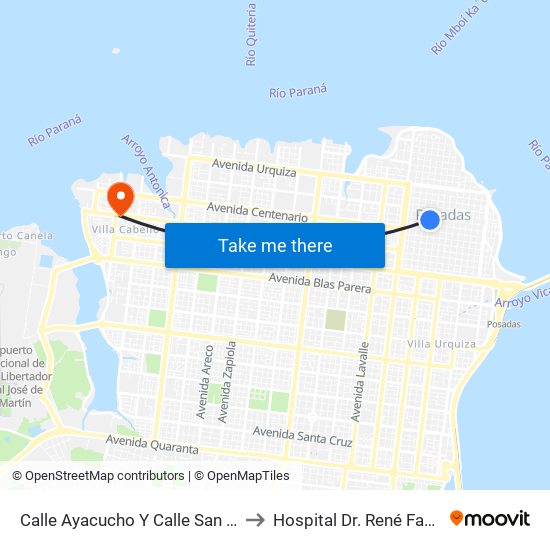 Calle Ayacucho Y Calle San Martín to Hospital Dr. René Favaloro map