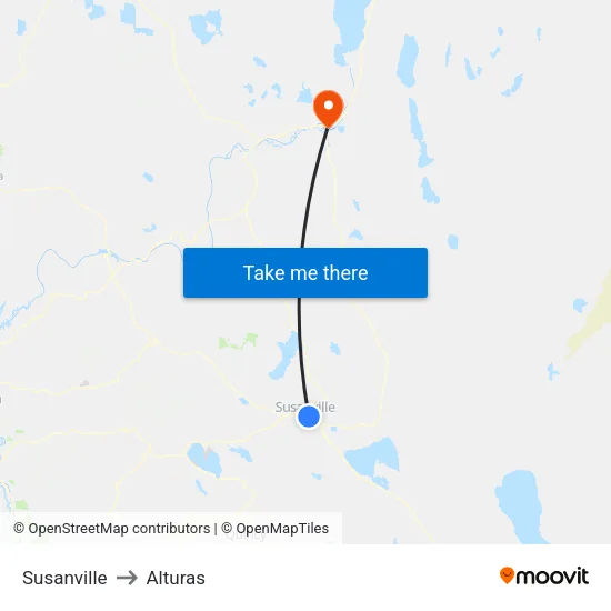 Susanville to Alturas map