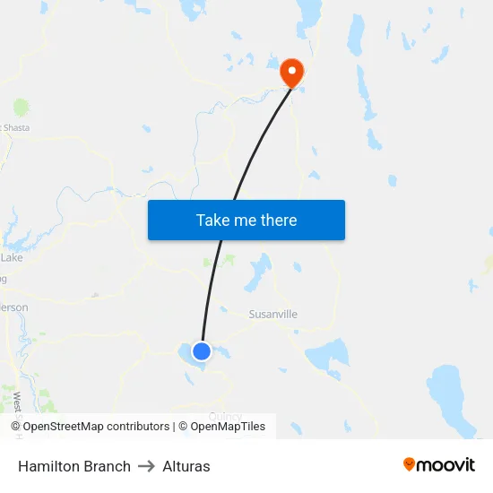 Hamilton Branch to Alturas map