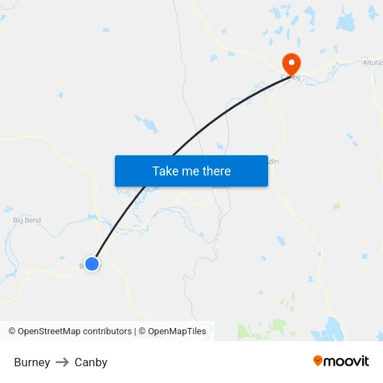 Burney to Canby map