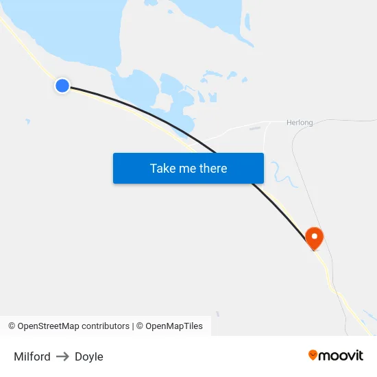 Milford to Doyle map