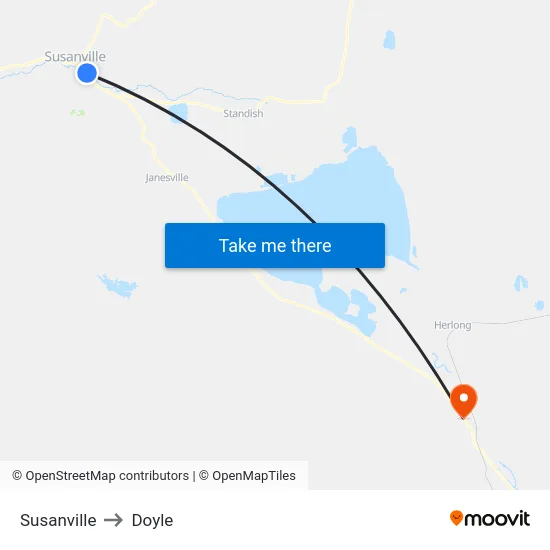 Susanville to Doyle map