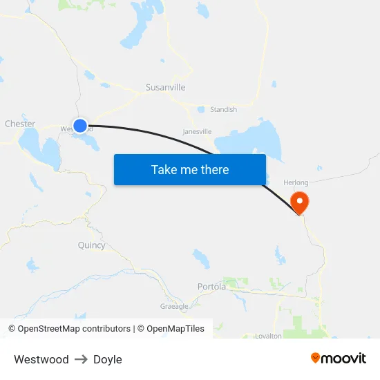 Westwood to Doyle map