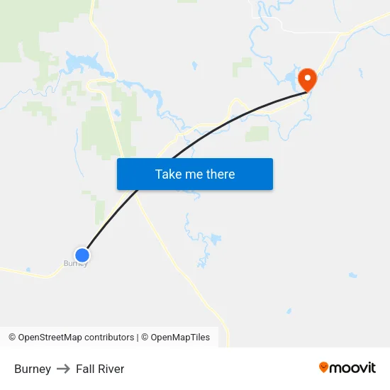 Burney to Fall River map