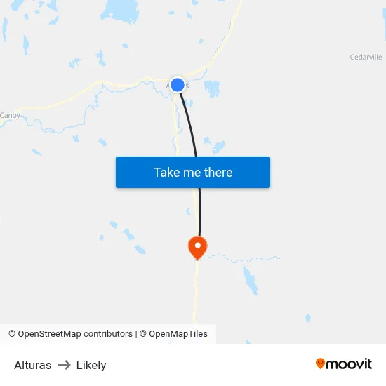 Alturas to Likely map