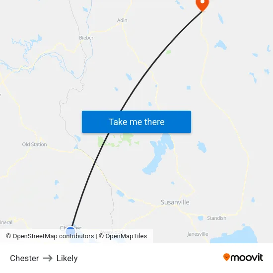 Chester to Likely map