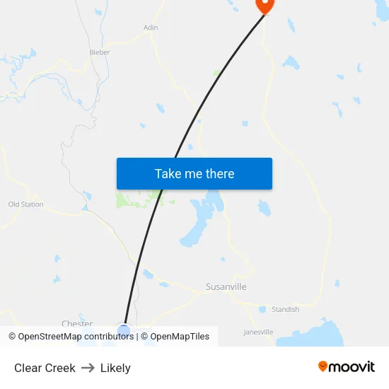 Clear Creek to Likely map