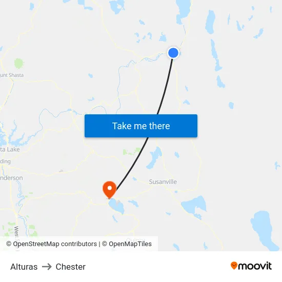 Alturas to Chester map