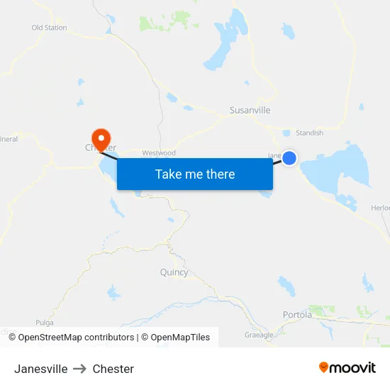 Janesville to Chester map