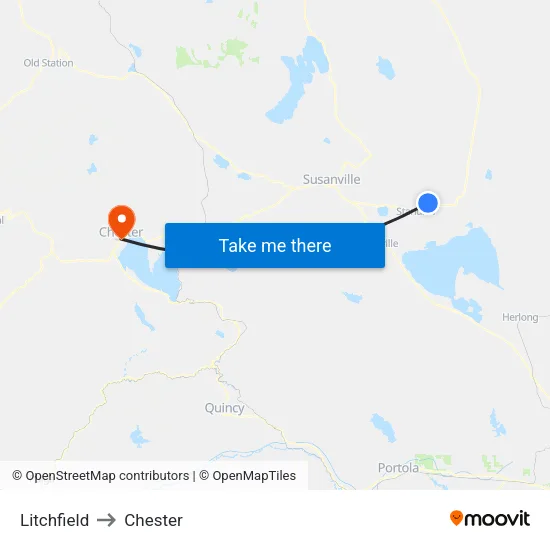 Litchfield to Chester map