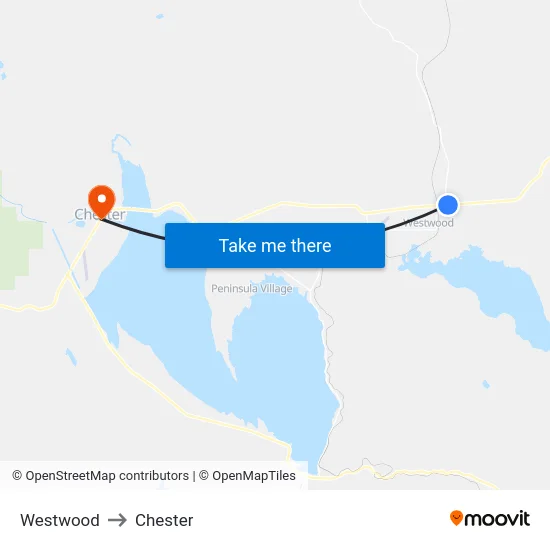 Westwood to Chester map