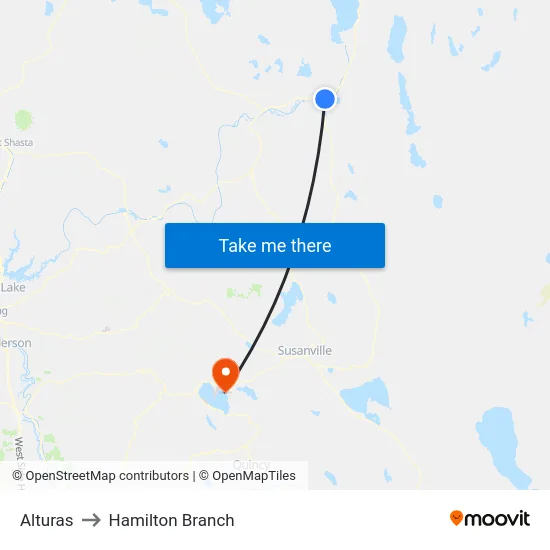 Alturas to Hamilton Branch map