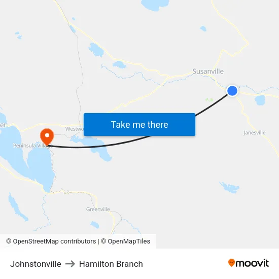 Johnstonville to Hamilton Branch map