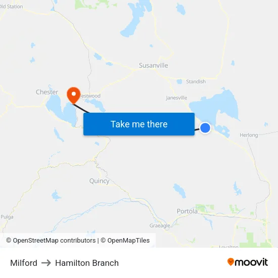 Milford to Hamilton Branch map