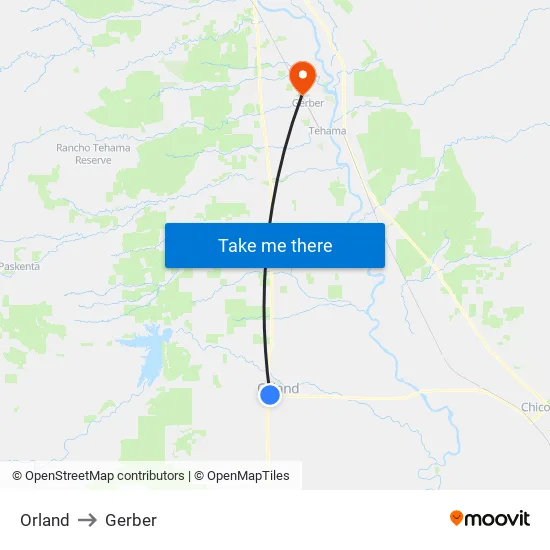 Orland to Gerber map