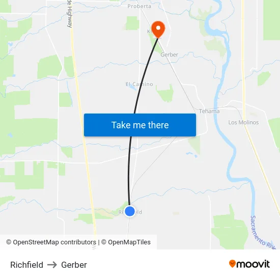 Richfield to Gerber map
