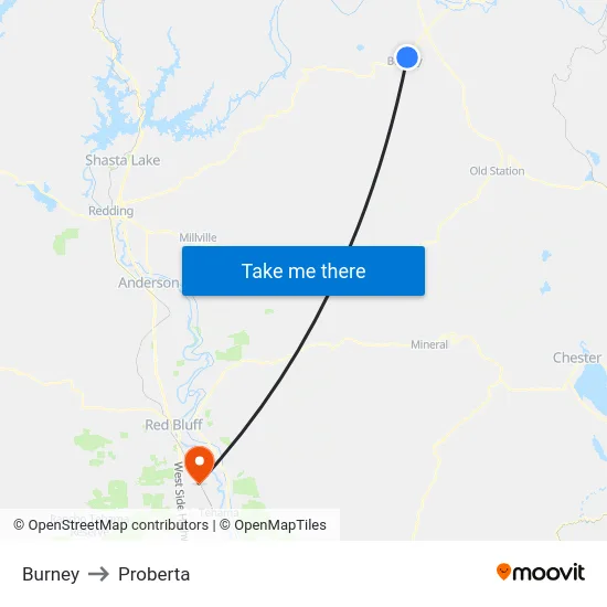 Burney to Proberta map
