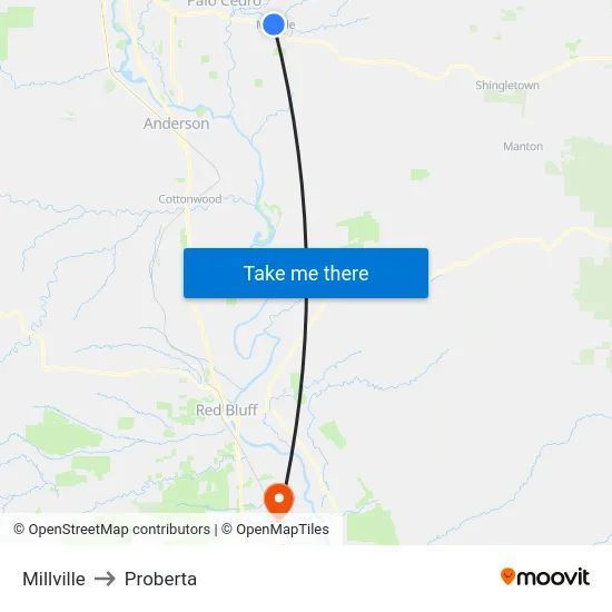 Millville to Proberta map