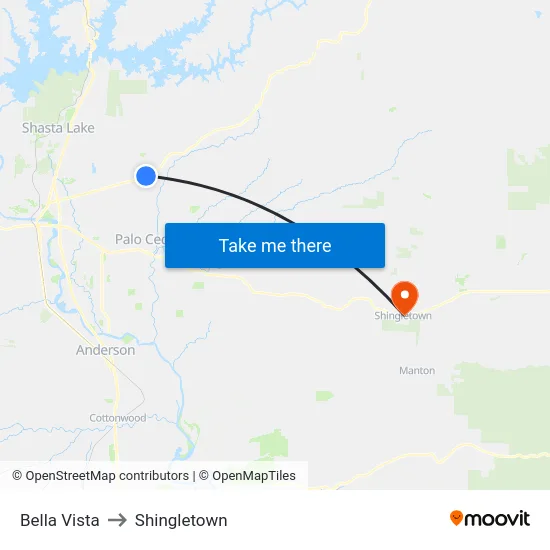 Bella Vista to Shingletown map