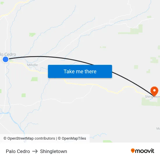 Palo Cedro to Shingletown map