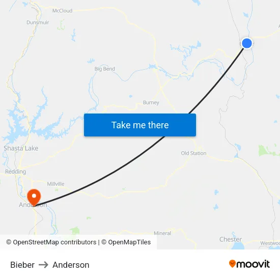 Bieber to Anderson map