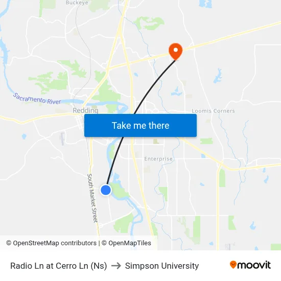 Radio Ln at Cerro Ln (Ns) to Simpson University map