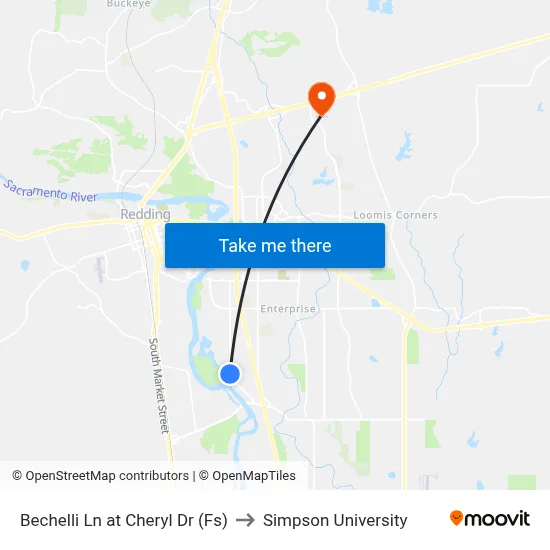Bechelli Ln at Cheryl Dr (Fs) to Simpson University map