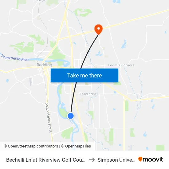 Bechelli Ln at Riverview Golf Course (Fs) to Simpson University map