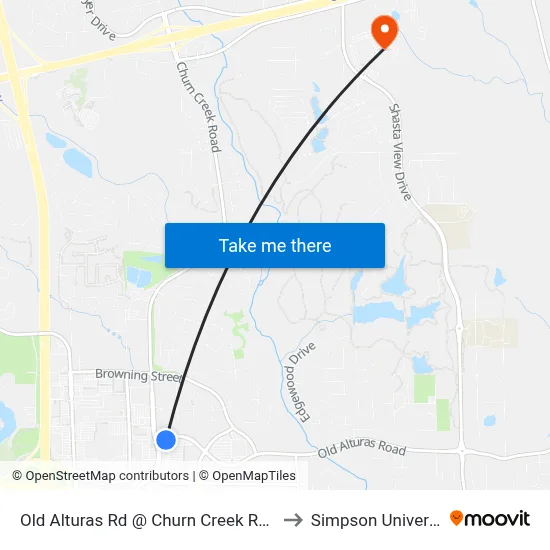 Old Alturas Rd @ Churn Creek Rd (Fs) to Simpson University map