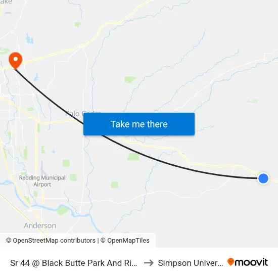 Sr 44 @ Black Butte Park And Ride Lot to Simpson University map