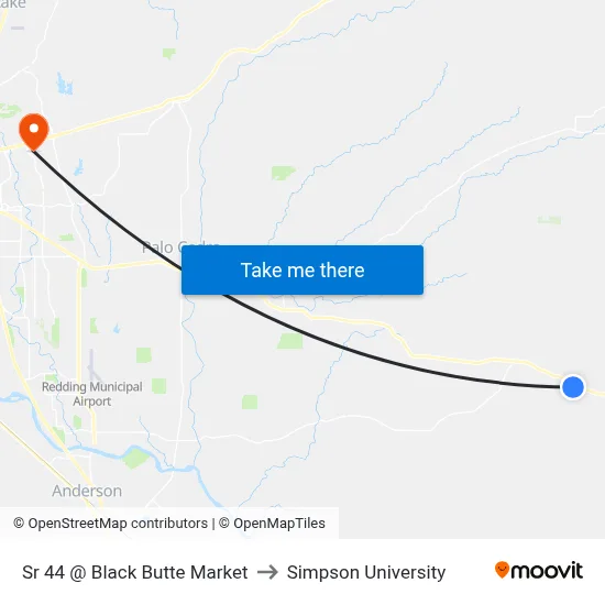Sr 44 @ Black Butte Market to Simpson University map