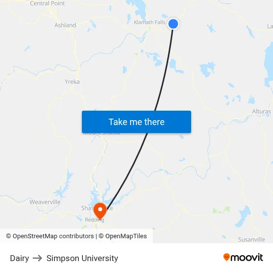 Dairy to Simpson University map
