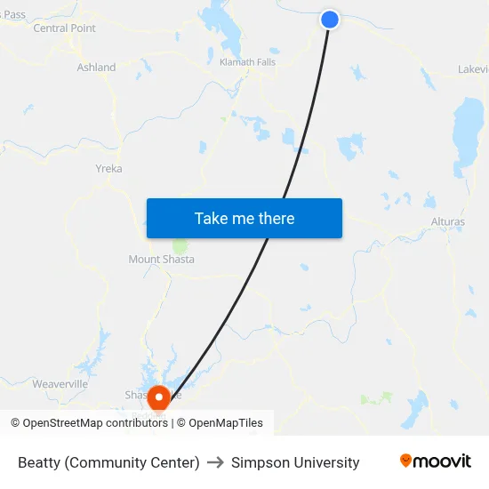 Beatty (Community Center) to Simpson University map