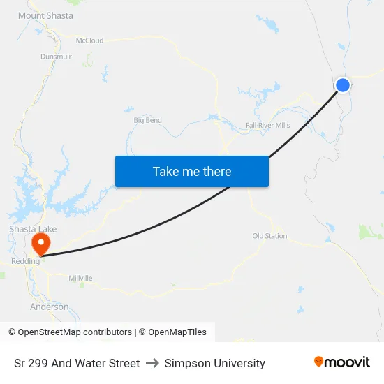 Sr 299 And Water Street to Simpson University map