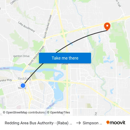 Redding Area Bus Authority - (Raba) Downtown Transit Center to Simpson University map