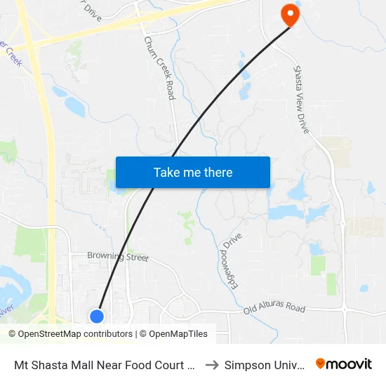 Mt Shasta Mall Near Food Court Entrance to Simpson University map