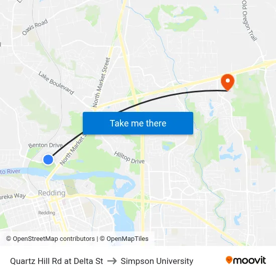 Quartz Hill Rd at Delta St to Simpson University map