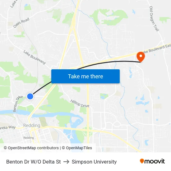 Benton Dr W/O Delta St to Simpson University map