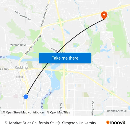 S. Market St at California St to Simpson University map