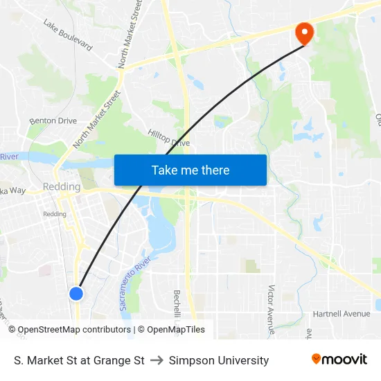 S. Market St at Grange St to Simpson University map