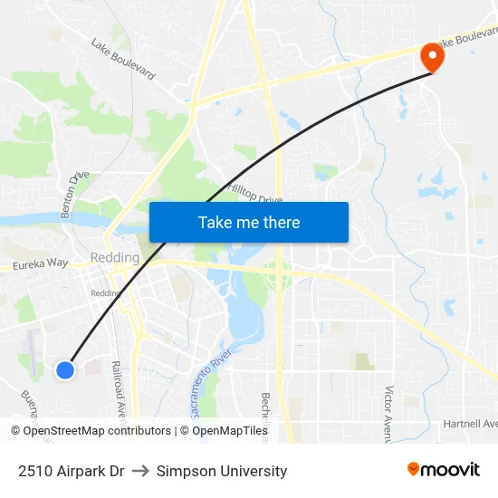 2510 Airpark Dr to Simpson University map