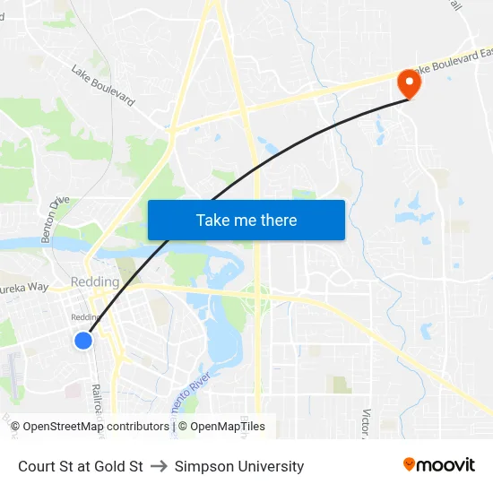 Court St at Gold St to Simpson University map