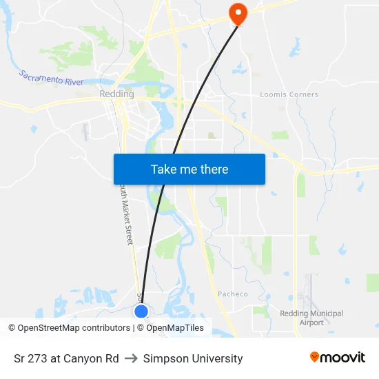 Sr 273 at Canyon Rd to Simpson University map